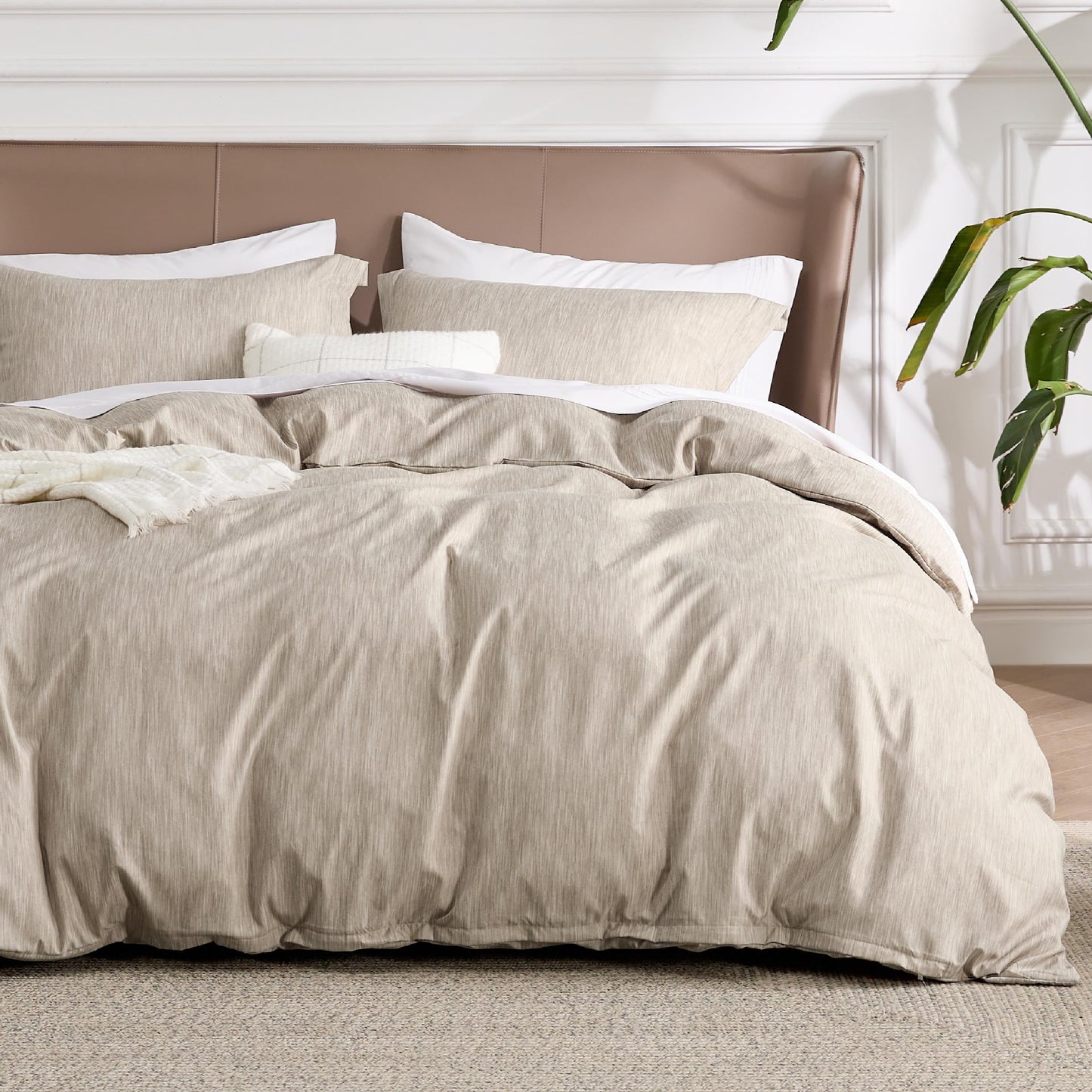 Bedsure Duvet Cover Queen Size - Reversible Cute Floral Duvet Cover Set with Zipper Closure, 3 Pieces White Bedding Set with 8 Corner Ties and 2 Pillow Shams 20"x26"