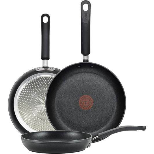 T-fal Ultimate Hard Anodized Nonstick Fry Pan Set 3 Piece: 8, 10.25, & 12 Inch, Oven Broiler Safe 400F, Kitchen Cookware Set, Pots and Pans Set Non Stick, Frying Pans, Skillets, Dishwasher Safe, Black
