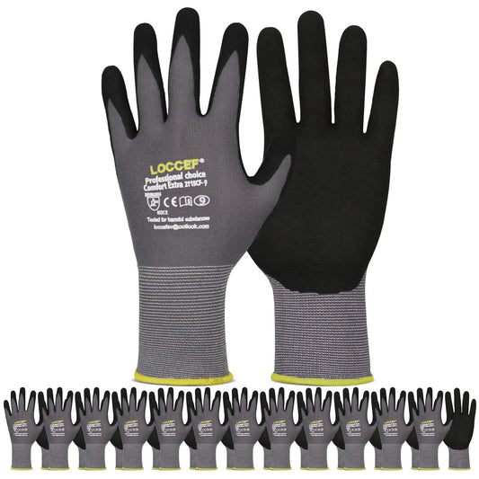 Work Gloves MicroFoam Nitrile Coated-6 Pairs,Seamless Knit Nylon Gloves,Gray Work gloves