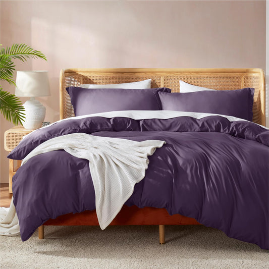 Nestl White Duvet Cover Queen Size - Soft Double Brushed Queen Duvet Cover Set, 3 Piece, with Button Closure, 1 Duvet Cover 90x90 inches and 2 Pillow Shams