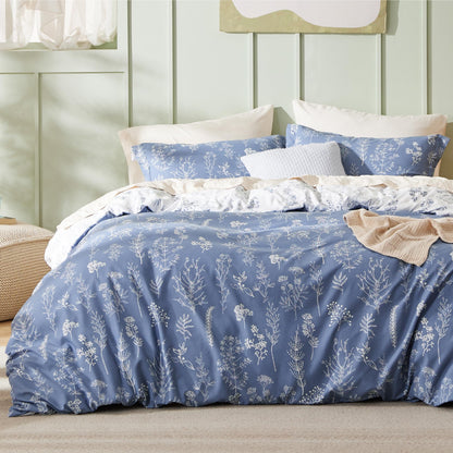 Bedsure Duvet Cover Queen Size - Reversible Cute Floral Duvet Cover Set with Zipper Closure, 3 Pieces White Bedding Set with 8 Corner Ties and 2 Pillow Shams 20"x26"