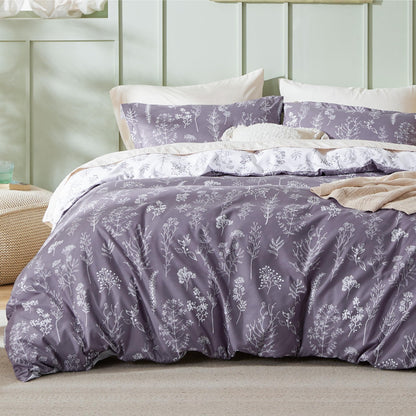 Bedsure Duvet Cover Queen Size - Reversible Cute Floral Duvet Cover Set with Zipper Closure, 3 Pieces White Bedding Set with 8 Corner Ties and 2 Pillow Shams 20"x26"
