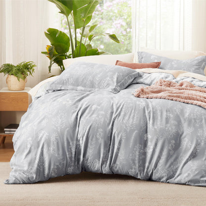 Bedsure Duvet Cover Queen Size - Reversible Cute Floral Duvet Cover Set with Zipper Closure, 3 Pieces White Bedding Set with 8 Corner Ties and 2 Pillow Shams 20"x26"