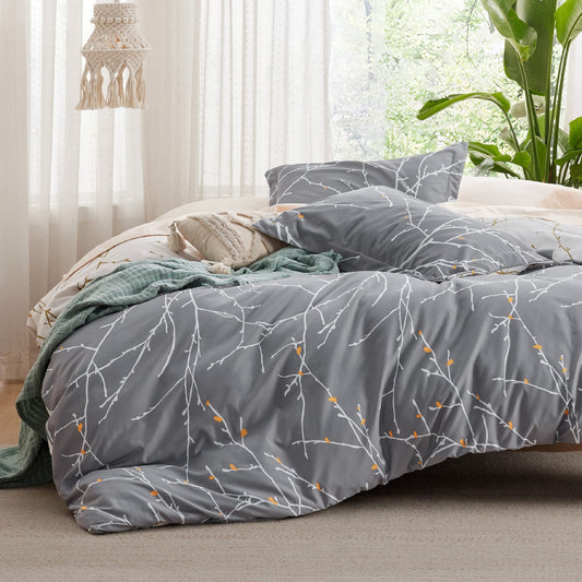 Bedsure Duvet Cover Queen Size - Reversible Cute Floral Duvet Cover Set with Zipper Closure, 3 Pieces White Bedding Set with 8 Corner Ties and 2 Pillow Shams 20"x26"